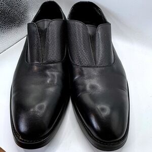 Regale Regal Black Leather Dress Shoes Slip On Loafers Textured Size 42 9 US